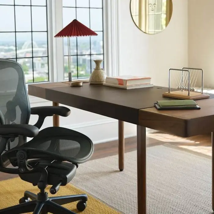 Aeron Chair at a walnut desk